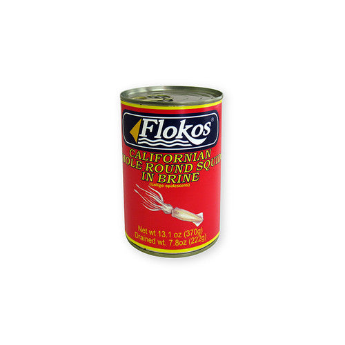 Flokos Californian whole round squid in brine 370g