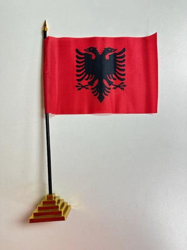 Albanian flag on a stand